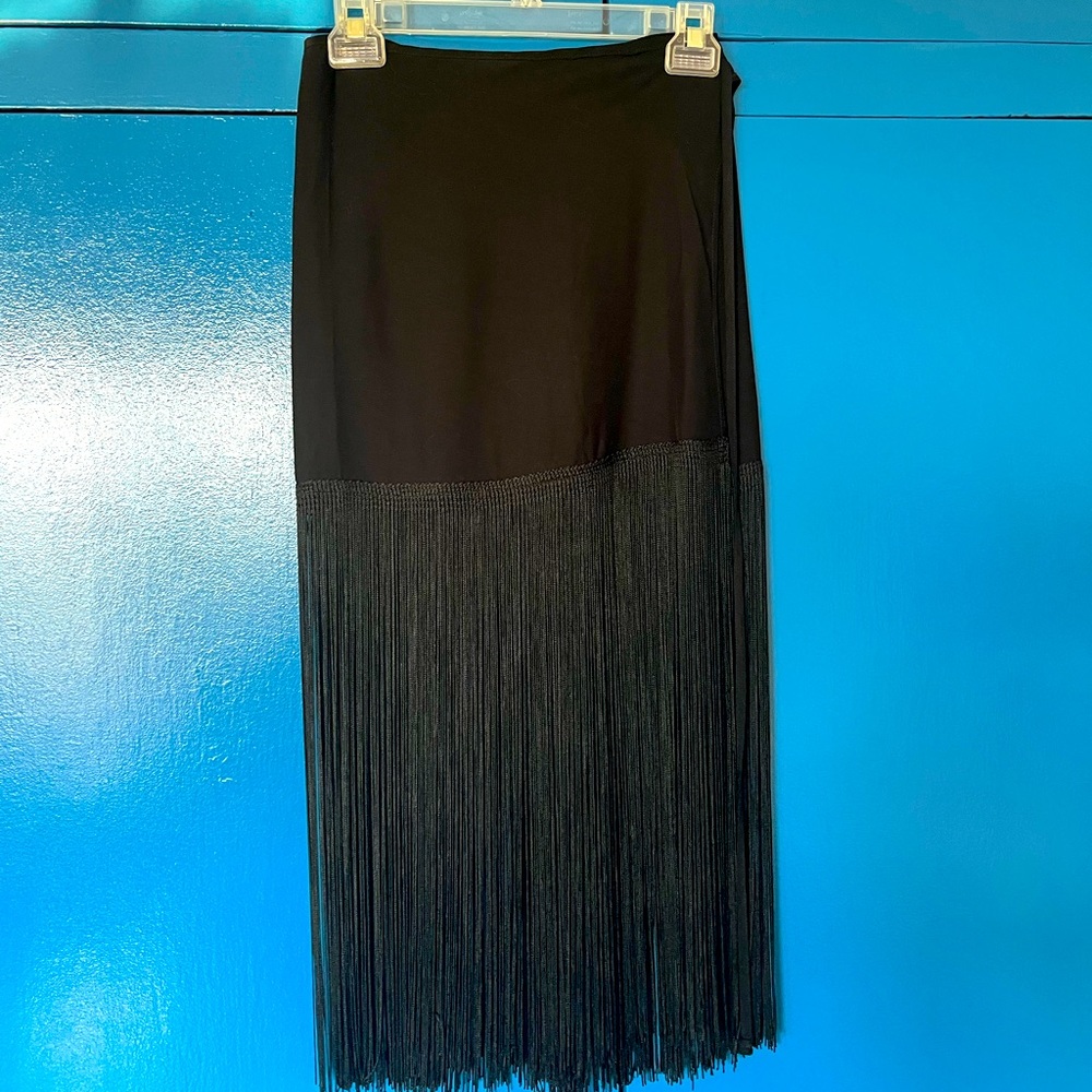 REFORMATION MINI WRAP SKIRT WITH FRINGE